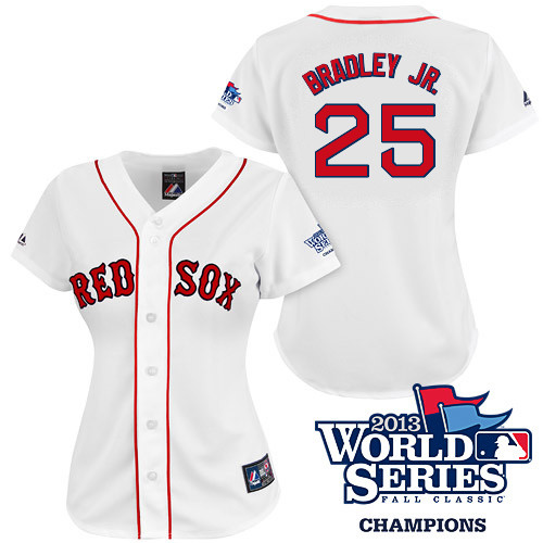Jackie Bradley Jr #25 mlb Jersey-Boston Red Sox Women's Authentic 2013 World Series Champions Home White Baseball Jersey